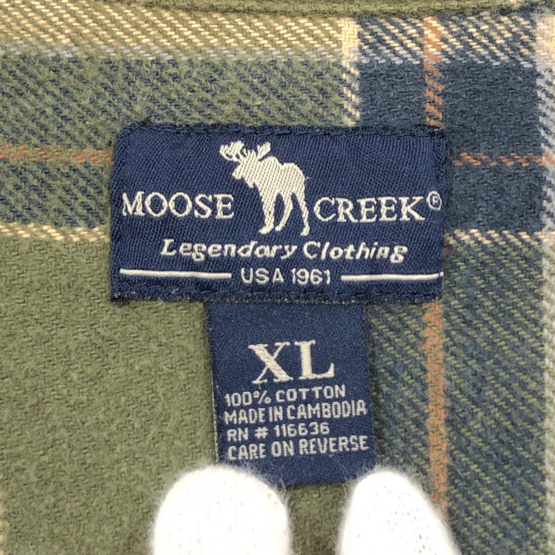 【現状渡し品】【メンズ】 MOOSE CREEK ムース・クリーク COTTON CHECK SHIRT コットンチェックシャツ カジュアルシャツ 長袖シャツ トップス 146-261010-hn-05-fur サイズ：XL カラー：グリーン系 万代Net店