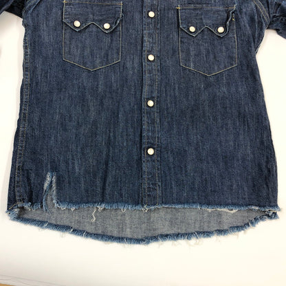 【ジャンク品】【メンズ】 JOE McCOY ジョーマッコイ ウエスタンデニムシャツ カジュアルシャツ 長袖 トップス 145-260202-hn-06-fur サイズ：14 1/2 カラー：インディゴ 万代Net店