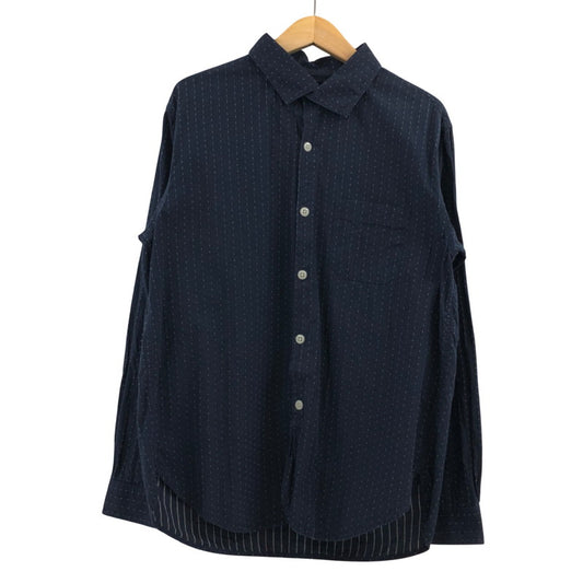 【中古品】【メンズ】 CUSHMAN クッシュマン DOBBY STRIPE ITALIAN COLLAR SHIRTS ドビー ストライプ イタリアンカラーシャツ カジュアルシャツ 長袖 トップス 145-260202-hn-07-fur サイズ：XL カラー：ネイビー 万代Net店