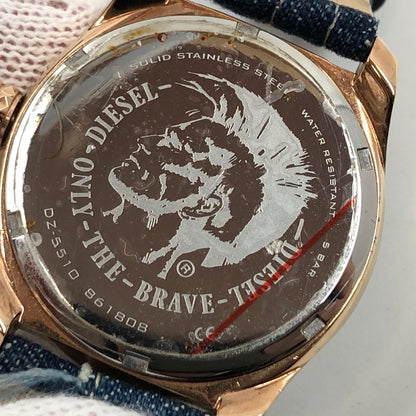 【現状渡し品】【レディース】 DIESEL ディーゼル DENIM STRAP KRAY ANALOG WATCH DZ5510 デニムストラップ クレイ アナログ 腕時計 197-260718-hn-07-fur カラー：ブルー/ゴールド 万代Net店