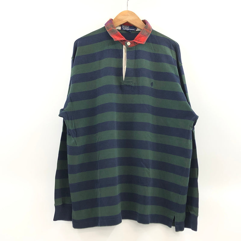 【現状渡し品】【メンズ】 POLO RALPH LAUREN ポロ・ラルフローレン LS POLO SHIRT 長袖ポロシャツ トップス 146-261011-hn-07-fur サイズ：L カラー：グリーン/ネイビー/レッド 万代Net店