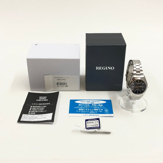 【中古美品】【メンズ】 CITIZEN シチズン SOLAR TECH REGUNO ANALOG WATCH KM1-211-71 ネイビー文字盤 ソーラーテック レグノ アナログ 腕時計 197-260719-hn-05-fur カラー：シルバー/ネイビー 万代Net店