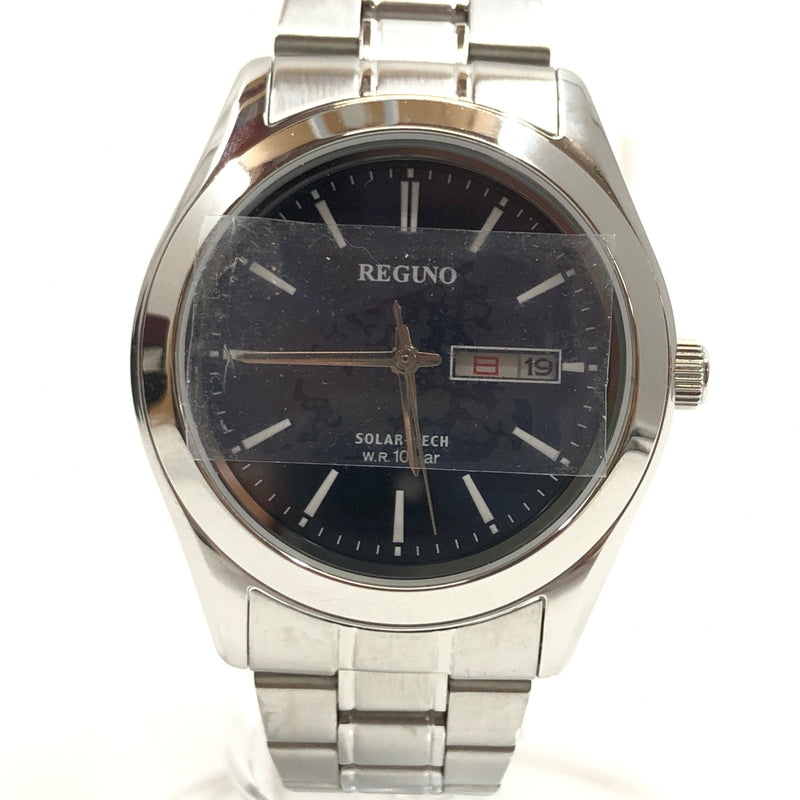 【中古美品】【メンズ】 CITIZEN シチズン SOLAR TECH REGUNO ANALOG WATCH KM1-211-71 ネイビー文字盤 ソーラーテック レグノ アナログ 腕時計 197-260719-hn-05-fur カラー：シルバー/ネイビー 万代Net店
