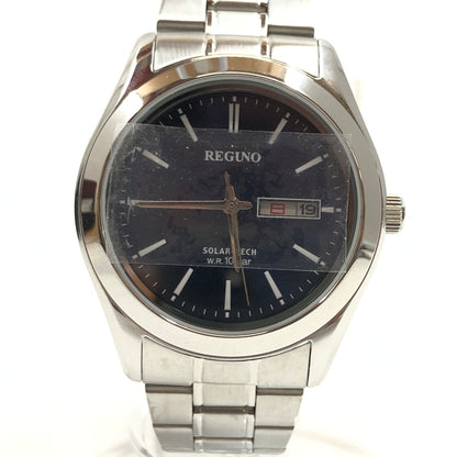 【中古美品】【メンズ】 CITIZEN シチズン SOLAR TECH REGUNO ANALOG WATCH KM1-211-71 ネイビー文字盤 ソーラーテック レグノ アナログ 腕時計 197-260719-hn-05-fur カラー：シルバー/ネイビー 万代Net店