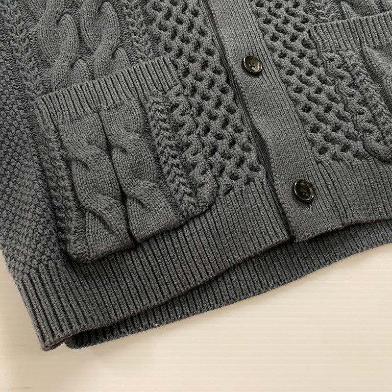 【中古品】【メンズ】 MONKEY TIME モンキータイム 24SS COTTON ACRYLIC FISHERMAN CARDIGAN 8328-117-0100 コットン アクリル フィッシャーマン カーディガン 長袖 トップス 147-251125-yo-15-tei サイズ：L カラー：ダークグレー 万代Net店