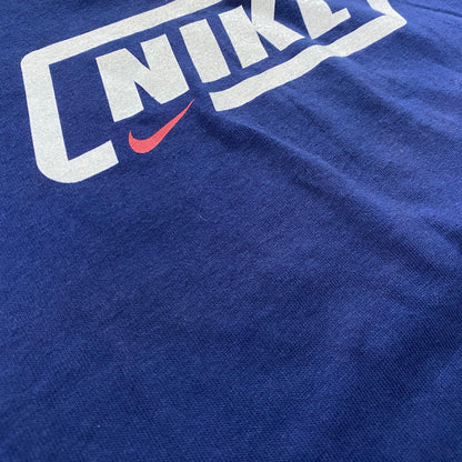 【中古品】【メンズ】 NIKE ナイキ 90's PRINT LOGO SLEEVELESS TEE 670458 90年代 プリント ロゴ スリーブレス Tシャツ ノースリーブ 148-251125-yo-18-tei サイズ：L カラー：ネイビー 万代Net店