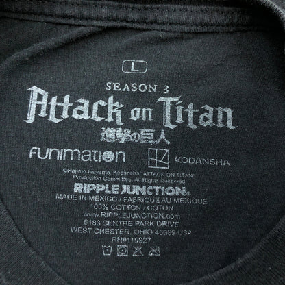 【中古品】【メンズ】 ATTACK ON TITAN 進撃の巨人 CAPTAIN LEVI FRONT PRINT SS TEE リヴァイ兵長 フロントプリント 半袖Tシャツ トップス 146-260720-hn-10-fur サイズ：L カラー：ブラック 万代Net店