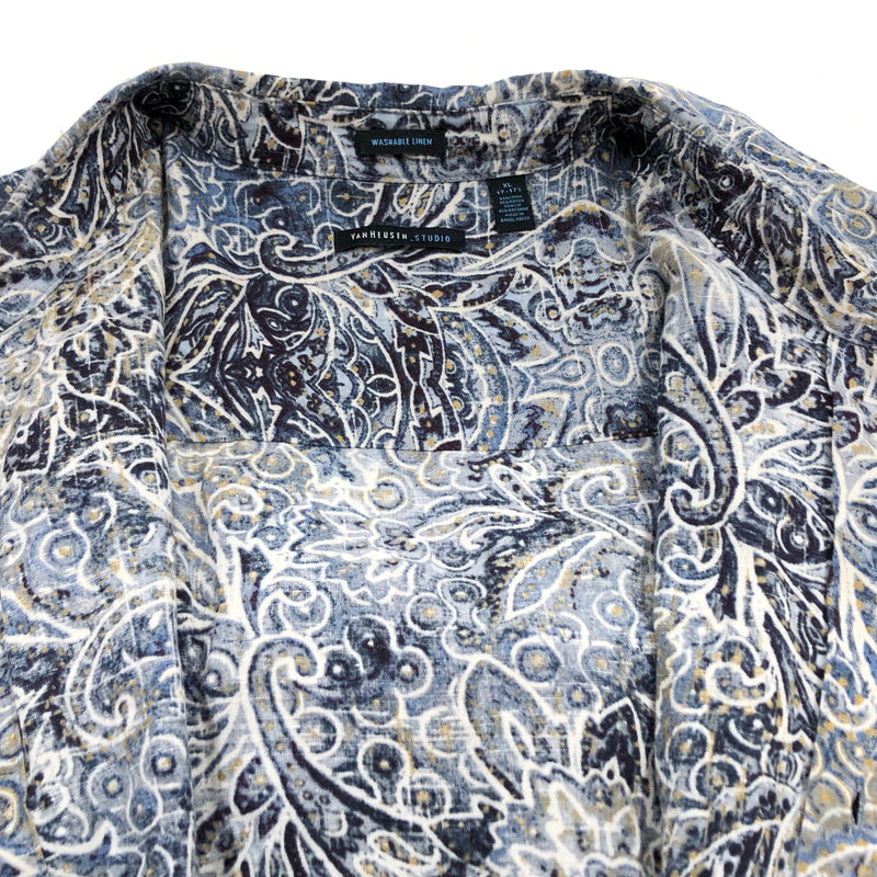 【中古品】【メンズ】 VAN HEUSEN STUDIO ヴァン・ヒューゼン スタジオ 総柄 S/S SHIRT 半袖シャツ カジュアルシャツ トップス 146-260720-hn-12-fur サイズ：XL カラー：ブルー系 万代Net店