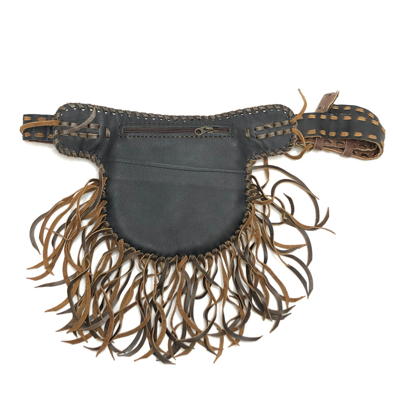 【現状渡し品】【メンズ/レディース】 USED WESTERN LEATHER BAG ウエスタン レザーバッグ ウエストバッグ ウエストポーチ フリンジ ストーン 鞄 188-260721-rs-10-fur カラー：ブラウン 万代Net店