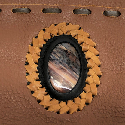 【現状渡し品】【メンズ/レディース】 USED WESTERN LEATHER BAG ウエスタン レザーバッグ ウエストバッグ ウエストポーチ フリンジ ストーン 鞄 188-260721-rs-10-fur カラー：ブラウン 万代Net店