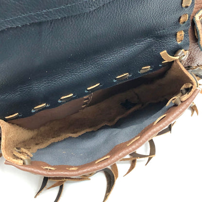 【現状渡し品】【メンズ/レディース】 USED WESTERN LEATHER BAG ウエスタン レザーバッグ ウエストバッグ ウエストポーチ フリンジ ストーン 鞄 188-260721-rs-10-fur カラー：ブラウン 万代Net店