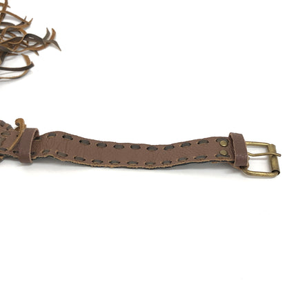 【現状渡し品】【メンズ/レディース】 USED WESTERN LEATHER BAG ウエスタン レザーバッグ ウエストバッグ ウエストポーチ フリンジ ストーン 鞄 188-260721-rs-10-fur カラー：ブラウン 万代Net店