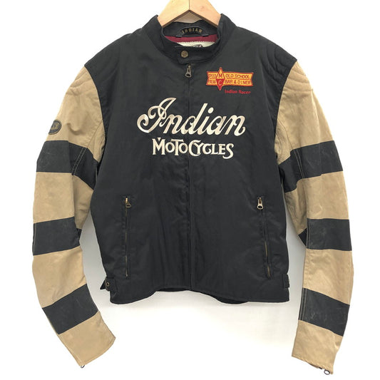 【ジャンク品】【メンズ】 INDIAN インディアン RIDERS JACKET モーターサイクル ライダースジャケット アウター アメカジ系 145-250106-rs-05-fur サイズ：L カラー：ブラック/ベージュ 万代Net店