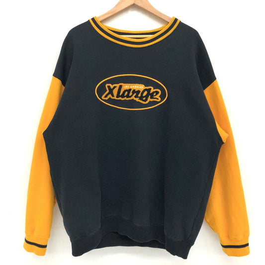 【現状渡し品】【メンズ】 XLARGE エクストララージ RETRO CREW NECK SWEAT 101213012008 レトロ クルーネック スウェット トレーナー 長袖 トップス ストリート系 142-250108-rs-01-fur サイズ：L カラー：イエロー/ブラック 万代Net店