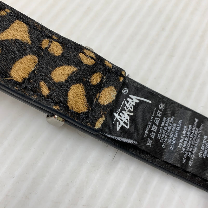 【中古品】【メンズ/レディース】 STUSSY ステューシー PONY HAIR DRESS BELT ポニー ヘアー ドレス ベルト 205-260927-kh-09-izu サイズ：S/M カラー：ベージュ×ブラック 万代Net店