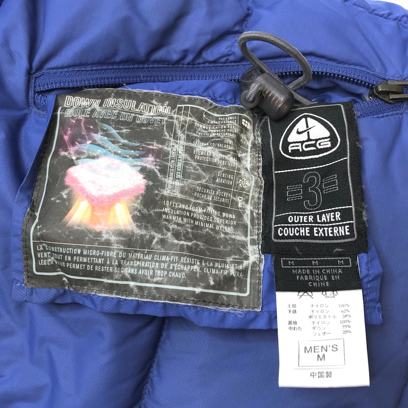 【ジャンク品】【メンズ】 NIKE ACG ナイキ エーシージー DOWN JACKET H20409YNG ダウンジャケット リバーシブル アウター 古着 ヴィンテージ 144-261015-rs-09-furh サイズ：M カラー：ブルー×グレー 万代Net店