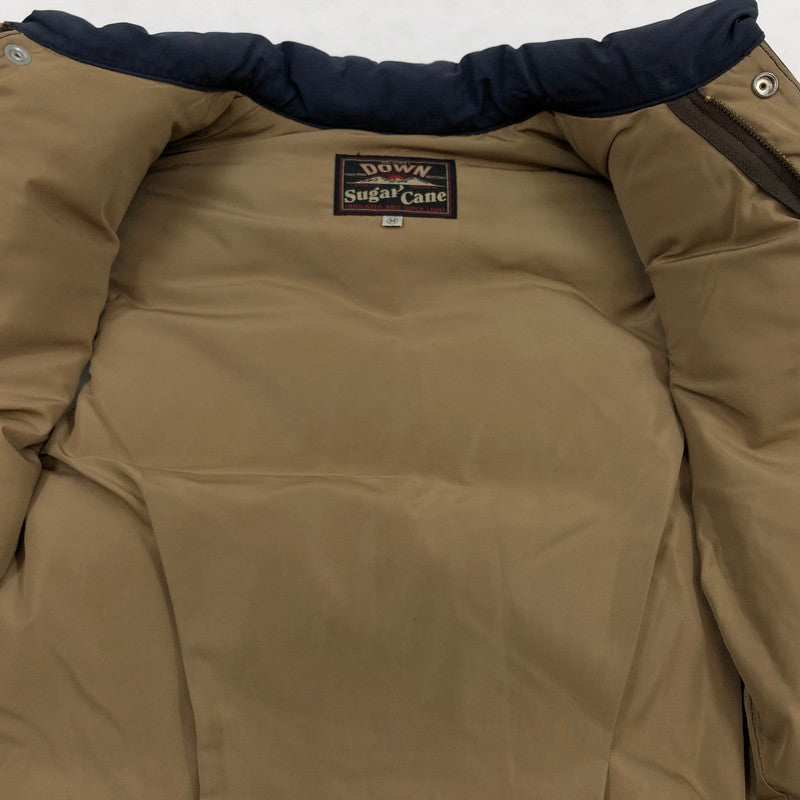 【現状渡し品】【メンズ】 SUGAR CANE シュガーケーン COTTON×NYLON LEATHER YORK DOWN VEST SC12340 コットン×ナイロン レザーヨークダウンベスト アウター 145-260208-hn-06-fur サイズ：M カラー：ネイビー/ブラウン 万代Net店