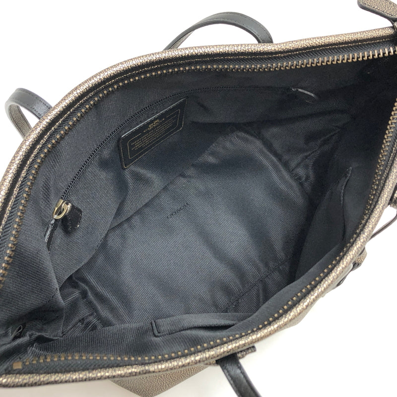 【中古品】【レディース】 COACH コーチ 33744 タクシー ジップ トップ トート トートバッグ 鞄 180-261016-rs-06-fur カラー：メタリックブロンズ 万代Net店