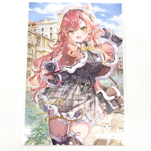 【中古美品】 ぶいすぽっ！ 猫汰つな 誕生日記念2025 複製箔押しサイン入り ポストカード ポストカードホルダー 2点 セット 054-260719-mo-01-fur 万代Net店