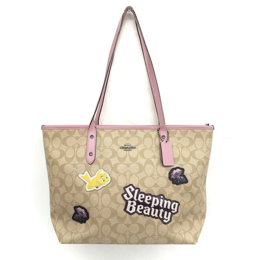 【ジャンク品】【レディース】 COACH コーチ × Disney ディズニー TOTE BAG F73359 トートバッグ シグネチャー バッグ 鞄 180-250527-rs-02-fur カラー：ベージュ系/ピンク 万代Net店