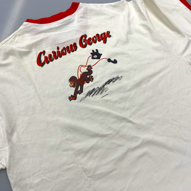 【中古品】【メンズ】 ACTON アクトン USA製 CURIOUS GEORGE LINGER TEE おさるのジョージ リンガー Tシャツ トップス 146-260902-kh-09-izu サイズ：XL カラー：ホワイト系×レッド 万代Net店