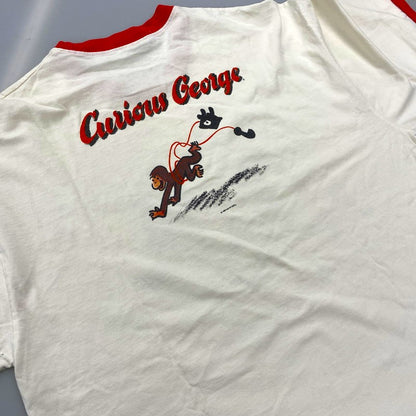 【中古品】【メンズ】 ACTON アクトン USA製 CURIOUS GEORGE LINGER TEE おさるのジョージ リンガー Tシャツ トップス 146-260902-kh-09-izu サイズ：XL カラー：ホワイト系×レッド 万代Net店