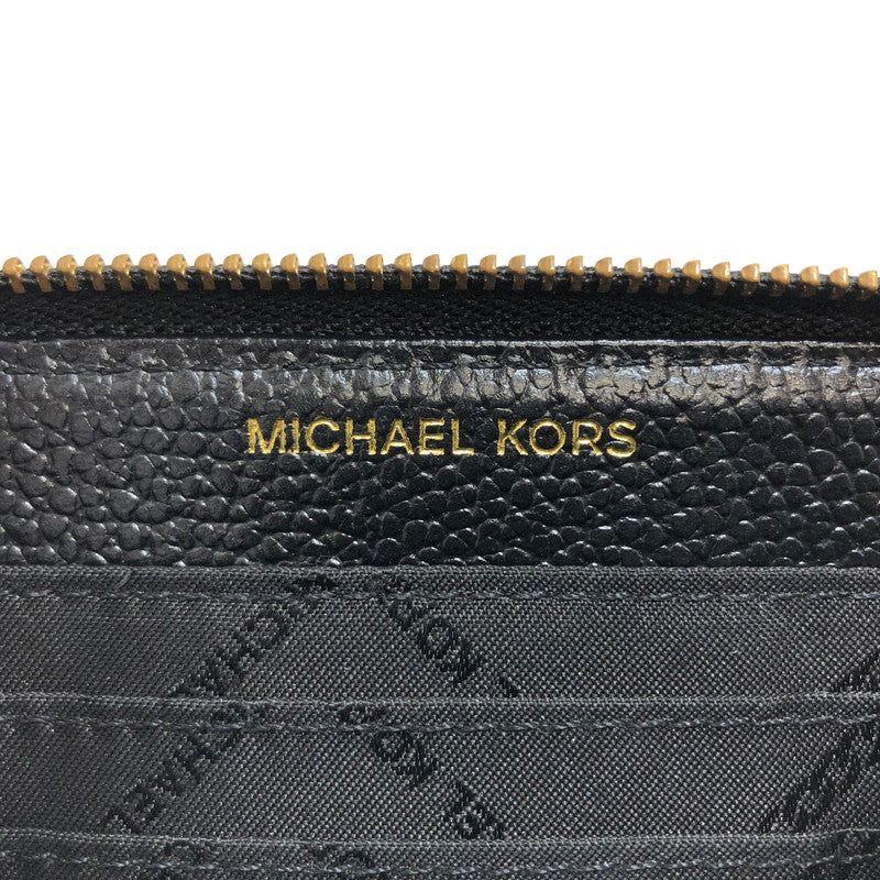 【中古品】【レディース】 MICHAEL KORS マイケルコース ミディアム ジップアラウンド スナップ ウォレット 34F9GJ6Z8L 二つ折り財布 コンパクトウォレット 201-260508-rs-05-fur カラー：ブラック 万代Net店