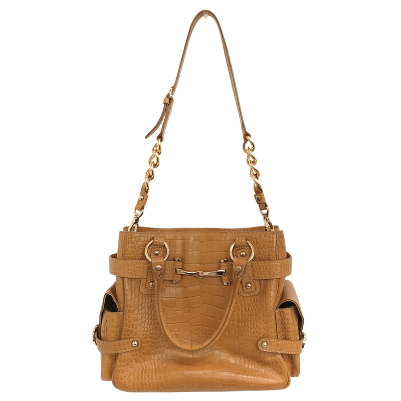【中古品】【レディース】 SAZABY サザビー CROCODILE EMBOSSED 2WAY HAND BAG 01529071 ショルダーバッグ ハンドバッグ 鞄 188-260727-rs-03-fur カラー：ブラウン 万代Net店