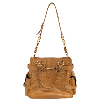 【中古品】【レディース】 SAZABY サザビー CROCODILE EMBOSSED 2WAY HAND BAG 01529071 ショルダーバッグ ハンドバッグ 鞄 188-260727-rs-03-fur カラー：ブラウン 万代Net店