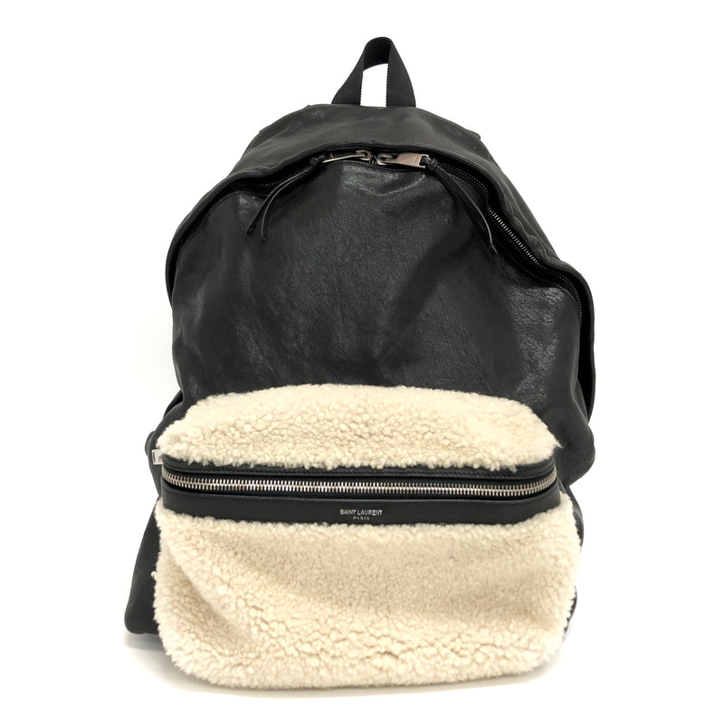 【現状渡し品】【レディース】 SAINT LAURENT サンローラン LEATHER MOUTON BACKPACK レザー バックパック リュック バッグ 鞄 180-260727-rs-04-fur カラー：ブラック 万代Net店