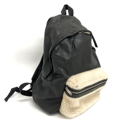 【現状渡し品】【レディース】 SAINT LAURENT サンローラン LEATHER MOUTON BACKPACK レザー バックパック リュック バッグ 鞄 180-260727-rs-04-fur カラー：ブラック 万代Net店