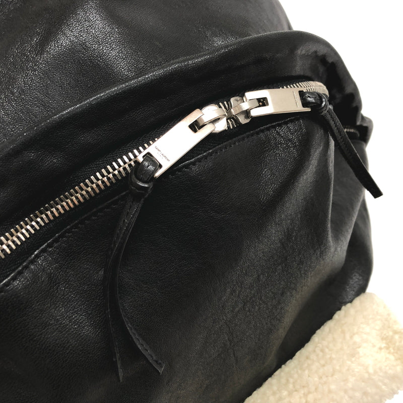 【現状渡し品】【レディース】 SAINT LAURENT サンローラン LEATHER MOUTON BACKPACK レザー バックパック リュック バッグ 鞄 180-260727-rs-04-fur カラー：ブラック 万代Net店