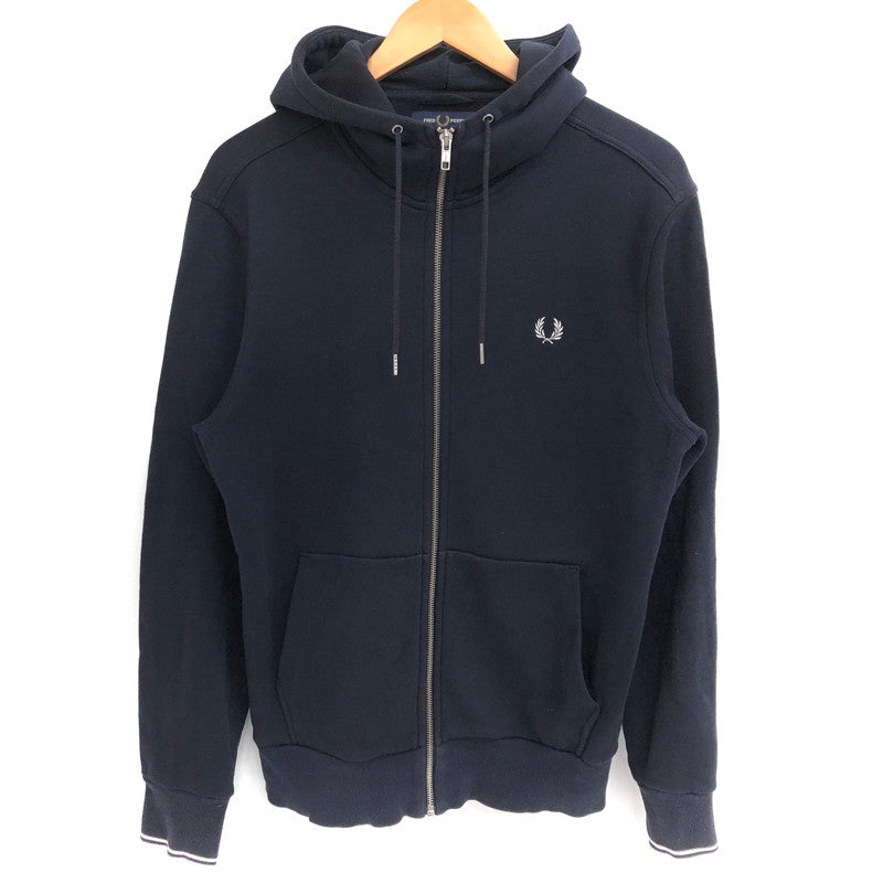 【中古品】【メンズ】 FRED PERRY フレッドペリー HOODED ZIP THROUGH SWEATSHIRT J7536 パーカー フーディ 長袖 トップス 141-260508-rs-09-fur サイズ：M カラー：ネイビー 万代Net店