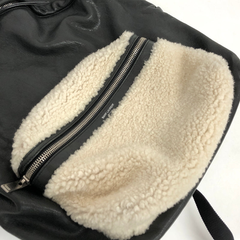 【現状渡し品】【レディース】 SAINT LAURENT サンローラン LEATHER MOUTON BACKPACK レザー バックパック リュック バッグ 鞄 180-260727-rs-04-fur カラー：ブラック 万代Net店