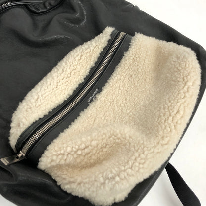 【現状渡し品】【レディース】 SAINT LAURENT サンローラン LEATHER MOUTON BACKPACK レザー バックパック リュック バッグ 鞄 180-260727-rs-04-fur カラー：ブラック 万代Net店