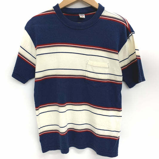 【中古品】【メンズ】 WAREHOUSE ウエアハウス S/S ボーダーポケット Tee 145-260302-ea-03-fur サイズ：表記なし カラー：ネイビー/オフホワイト/レッド 万代Net店