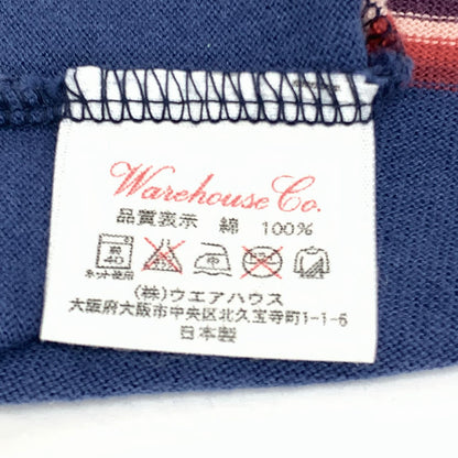 【中古品】【メンズ】 WAREHOUSE ウエアハウス S/S ボーダーポケット Tee 145-260302-ea-03-fur サイズ：表記なし カラー：ネイビー/オフホワイト/レッド 万代Net店
