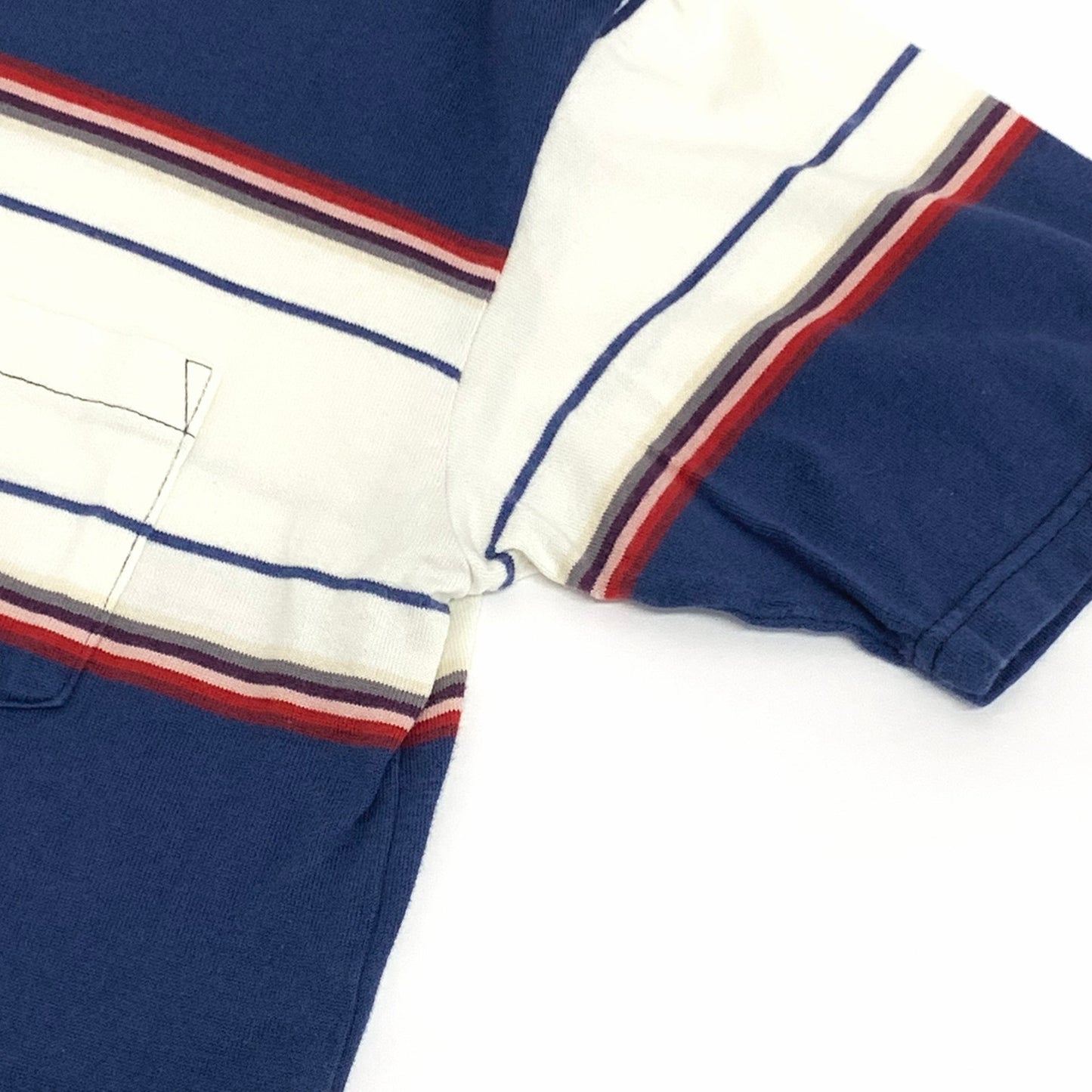 【中古品】【メンズ】 WAREHOUSE ウエアハウス S/S ボーダーポケット Tee 145-260302-ea-03-fur サイズ：表記なし カラー：ネイビー/オフホワイト/レッド 万代Net店