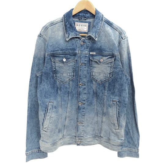 【中古品】【メンズ】 GUESS ゲス WILLIAM DENIM JACKET M01N14D3Y92 USED加工 デニムジャケット Gジャン アウター 古着 141-261020-rs-07-fur サイズ：L カラー：インディゴ 万代Net店