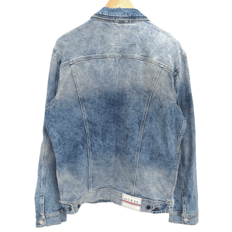 【中古品】【メンズ】 GUESS ゲス WILLIAM DENIM JACKET M01N14D3Y92 USED加工 デニムジャケット Gジャン アウター 古着 141-261020-rs-07-fur サイズ：L カラー：インディゴ 万代Net店