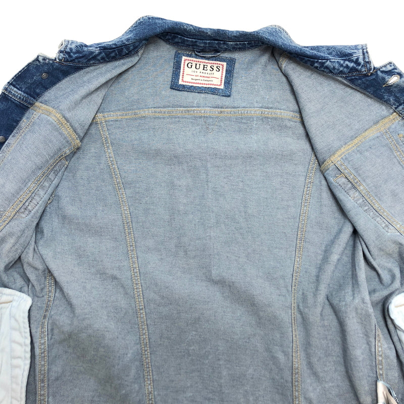 【中古品】【メンズ】 GUESS ゲス WILLIAM DENIM JACKET M01N14D3Y92 USED加工 デニムジャケット Gジャン アウター 古着 141-261020-rs-07-fur サイズ：L カラー：インディゴ 万代Net店
