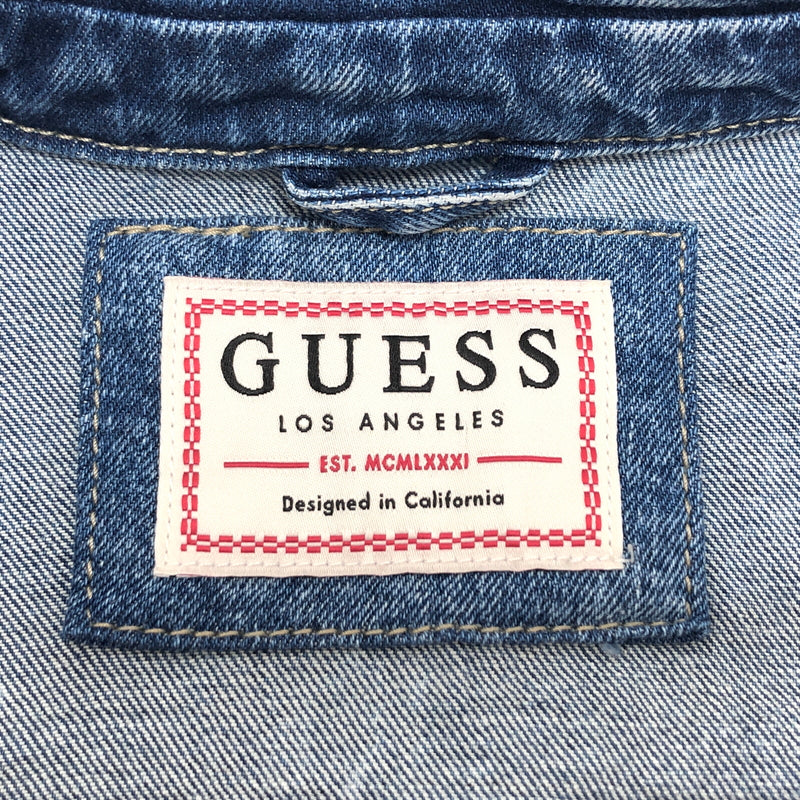 【中古品】【メンズ】 GUESS ゲス WILLIAM DENIM JACKET M01N14D3Y92 USED加工 デニムジャケット Gジャン アウター 古着 141-261020-rs-07-fur サイズ：L カラー：インディゴ 万代Net店
