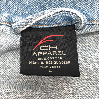 【現状渡し品】【メンズ】 CH APPAREL シーエイチ・アパレル "THE PRICE IS RIGHT" DENIM JACKET デニムジャケット Gジャン アウター 古着 ヴィンテージ 146-261020-rs-10-fur サイズ：L カラー：ライトインディゴ 万代Net店