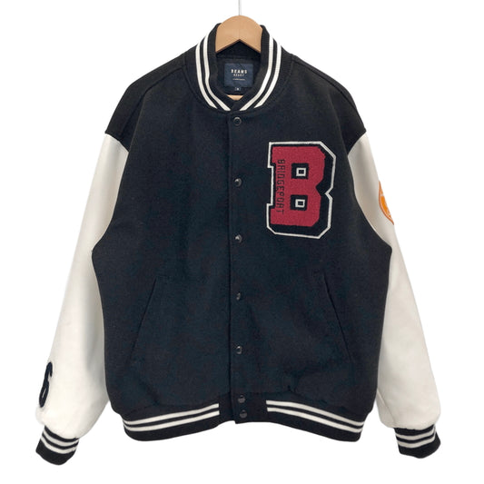 【現状渡し品】【メンズ】 BEAMS HEART ビームスハート STADIUM JACKET 42-18-0086-639 スタジアムジャケット スタジャン アウター 古着 147-261021-rs-02-fur サイズ：M カラー：ブラック/ホワイト 万代Net店