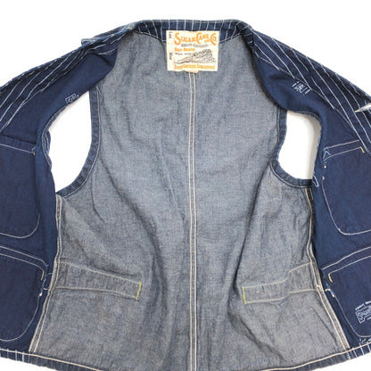 【中古品】【メンズ】 SUGAR CANE シュガーケーン 9OZ. WABASH STRIPE WORK VEST SC12654 ワークベスト トップス 古着 145-260728-rs-02-fur サイズ：38 カラー：インディゴブルー 万代Net店