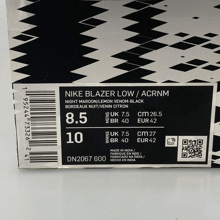 【中古品】【メンズ】 NIKE ナイキ DN2067-600 BLAZER LOW/ACRNM ブレイザー ロー アクロニウム スニーカー 160-251216-WA-14-iwa サイズ：26.5cm カラー：NIGHT MAROON/LEMON VENOM-BLACK 万代Net店
