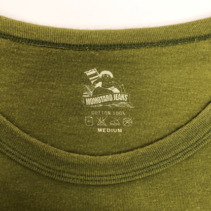 【現状渡し品】【メンズ】 桃太郎ジーンズ S/S TEE 半袖 Tシャツ トップス アメカジ系 145-251203-yu-05-fur サイズ：M カラー：カーキ系 万代Net店