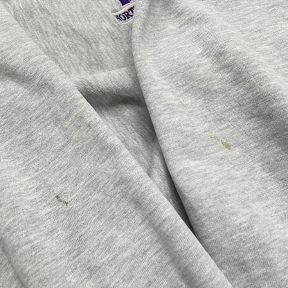 【現状渡し品】【メンズ】 90's REVERSE WEAVE COLLEGE LOGO SWEAT 90年代 リバースウィーブ カレッジロゴ NU刺繍 スウェット 長袖 トップス トレーナー 目無し 刺繍タグ 145-260331-yo-10-tei サイズ：L カラー：グレー 万代Net店