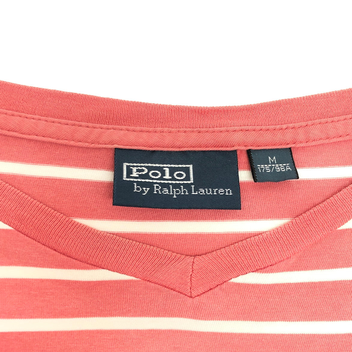【現状渡し品】【メンズ】 POLO RALPH LAUREN ポロ・ラルフローレン S/S TEE 半袖 Tシャツ トップス ボーダー 147-251203-yu-07-fur サイズ：M カラー：ピンク系 万代Net店