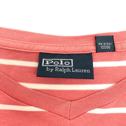 【現状渡し品】【メンズ】 POLO RALPH LAUREN ポロ・ラルフローレン S/S TEE 半袖 Tシャツ トップス ボーダー 147-251203-yu-07-fur サイズ：M カラー：ピンク系 万代Net店